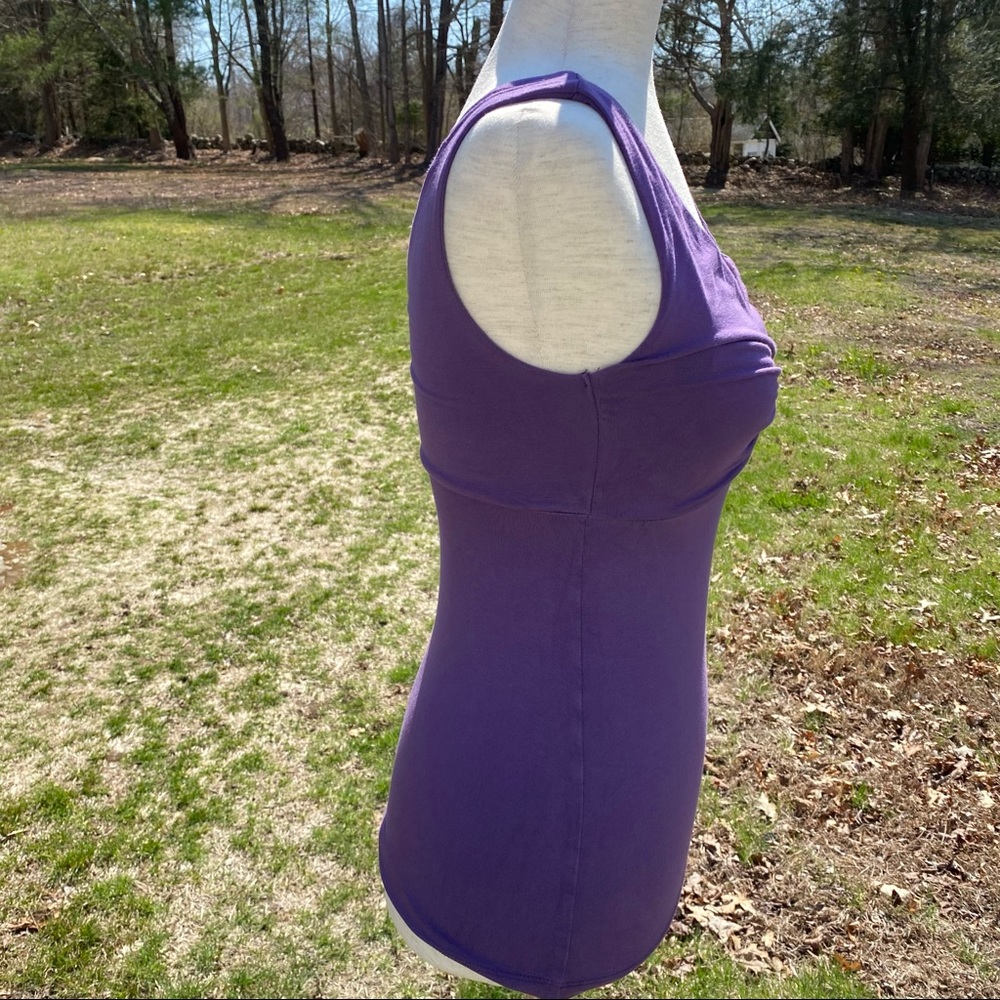 BODEN TOP TANK PURPLE SLEEVELESS CINCHED BUST STRETCH V-NECK Size 2 - Picture 5 of 8